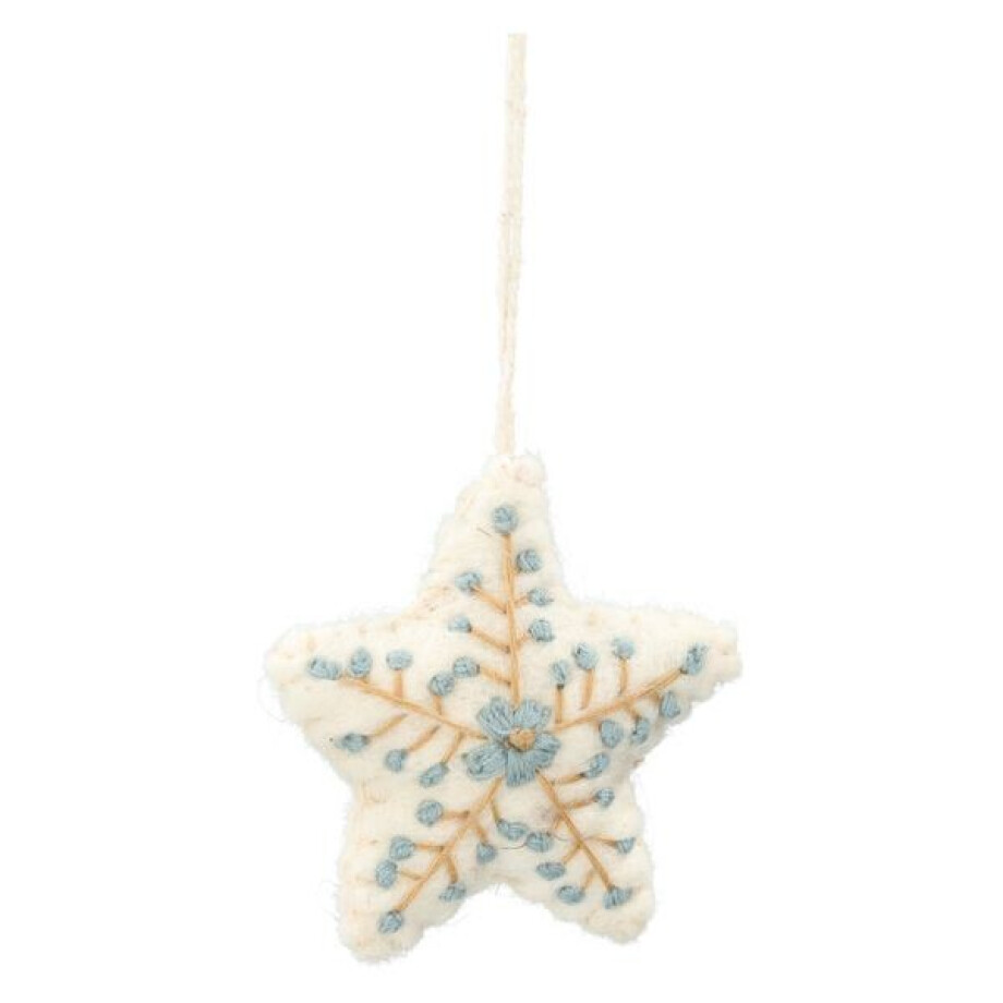 Hanger, vilt, witte ster met bloem, geborduurd afbeelding 1