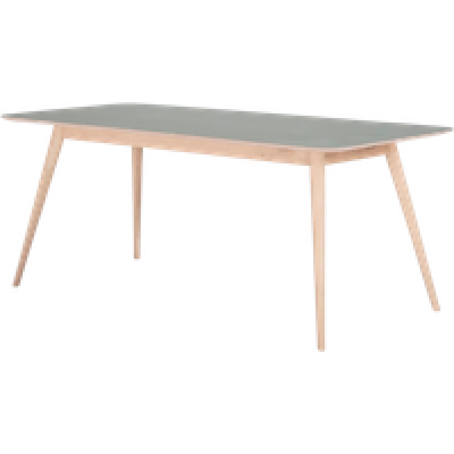 Stafa table houten eettafel whitewash - met linoleum tafelblad dark olive - 180 x 90 cm afbeelding 1