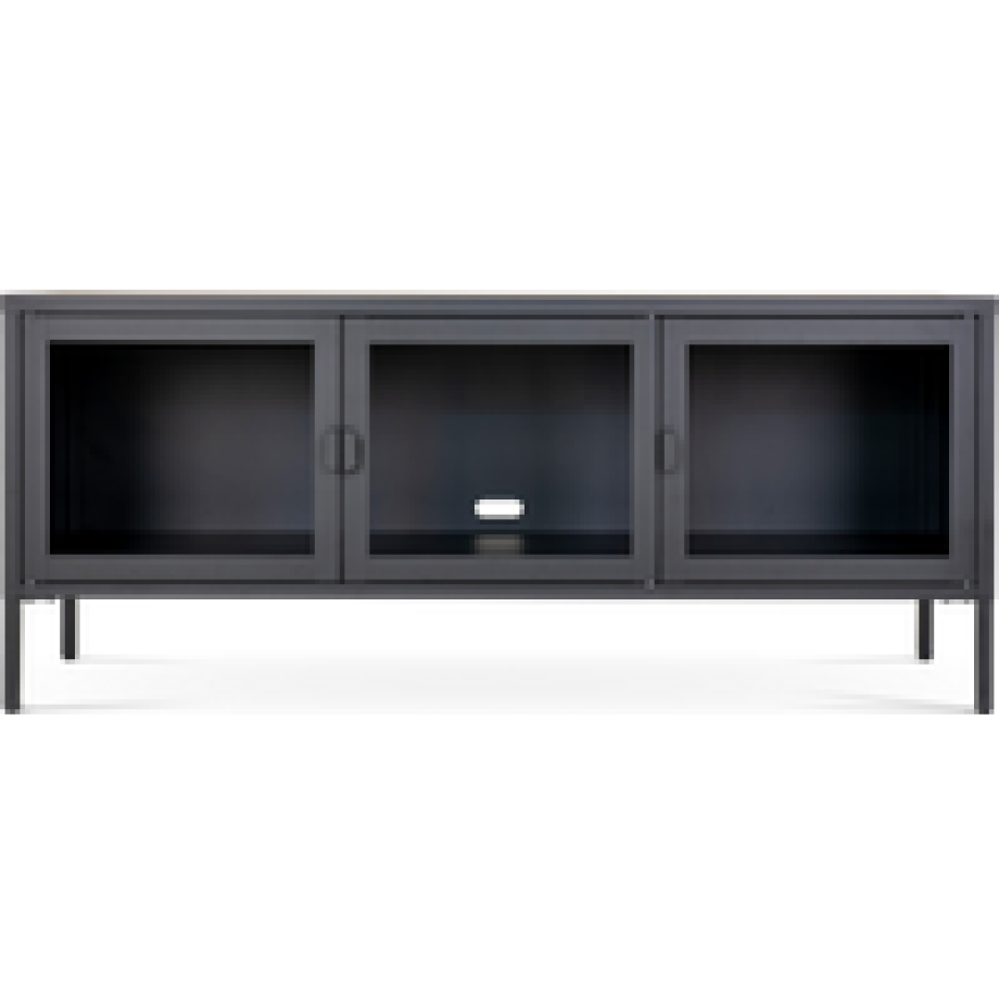 Ellis metalen tv meubel zwart - 130 x 40 cm afbeelding 1