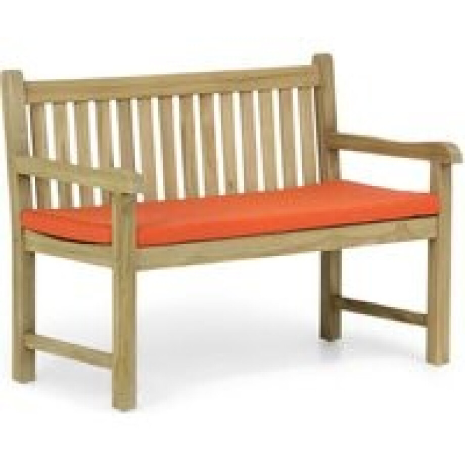Garden Collections Preston tuinbank teak 120 cm incl. kussen orange Garden Collections Preston tuinbank teak 120 cm incl. kussen orange afbeelding 1