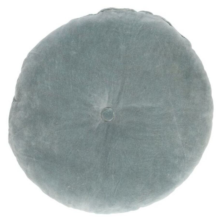 Velours kussen, bio-katoen, blauw, rond, Ø 40 cm Velours kussen, bio-katoen, blauw, rond, Ø 40 cm afbeelding 1