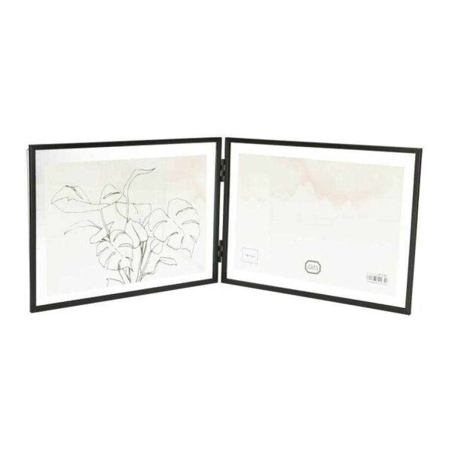 Fotolijst tweeluik, metaal, zwart, 2x 18 x 13 cm afbeelding 1