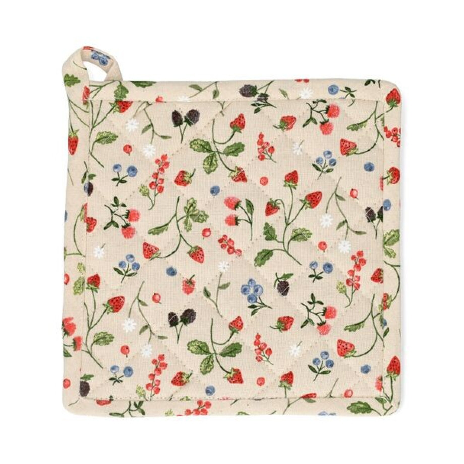 Pannenlap, GOTS bio-katoen, rood fruit, 20 x 20 cm afbeelding 