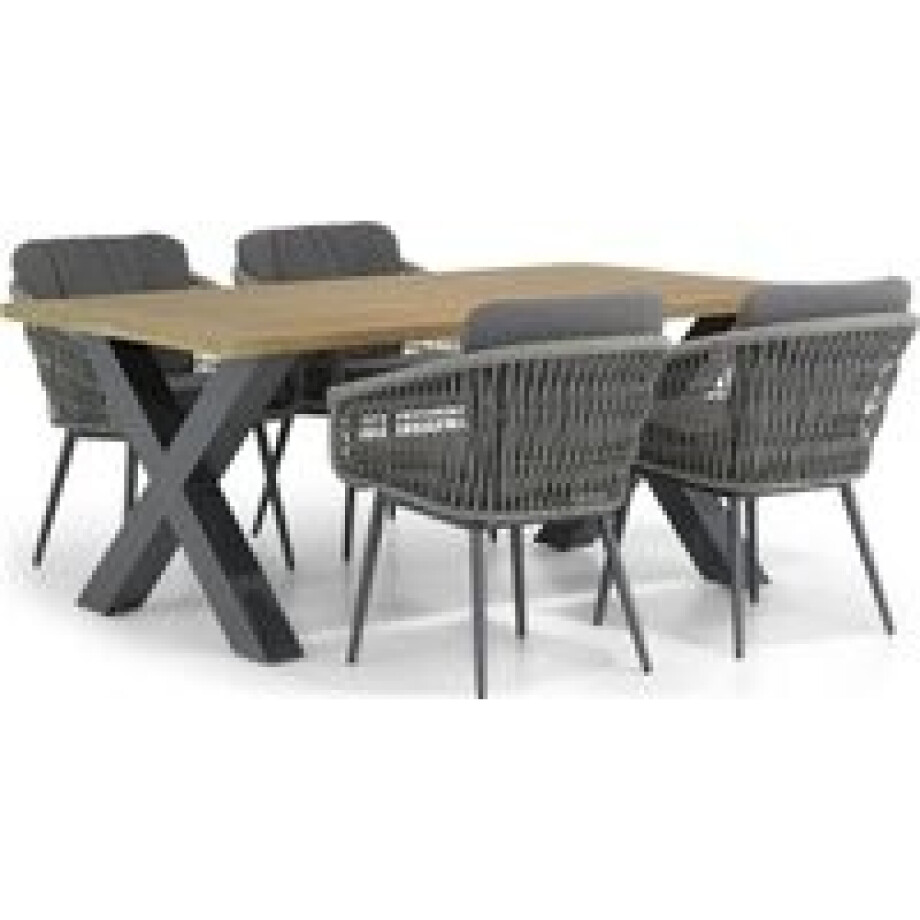 Lifestyle Western/Cardiff 180 cm dining tuinset 5-delig Lifestyle Western/Cardiff 180 cm dining tuinset 5-delig afbeelding 1