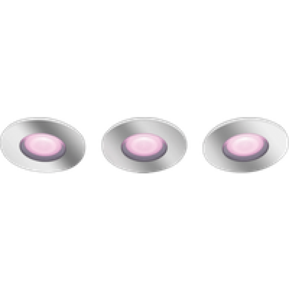 Philips Hue Xamento badkamer inbouwspot White and Color - Chroom - Rond 3-pack Philips Hue Xamento badkamer inbouwspot White and Color - Chroom - Rond 3-pack afbeelding