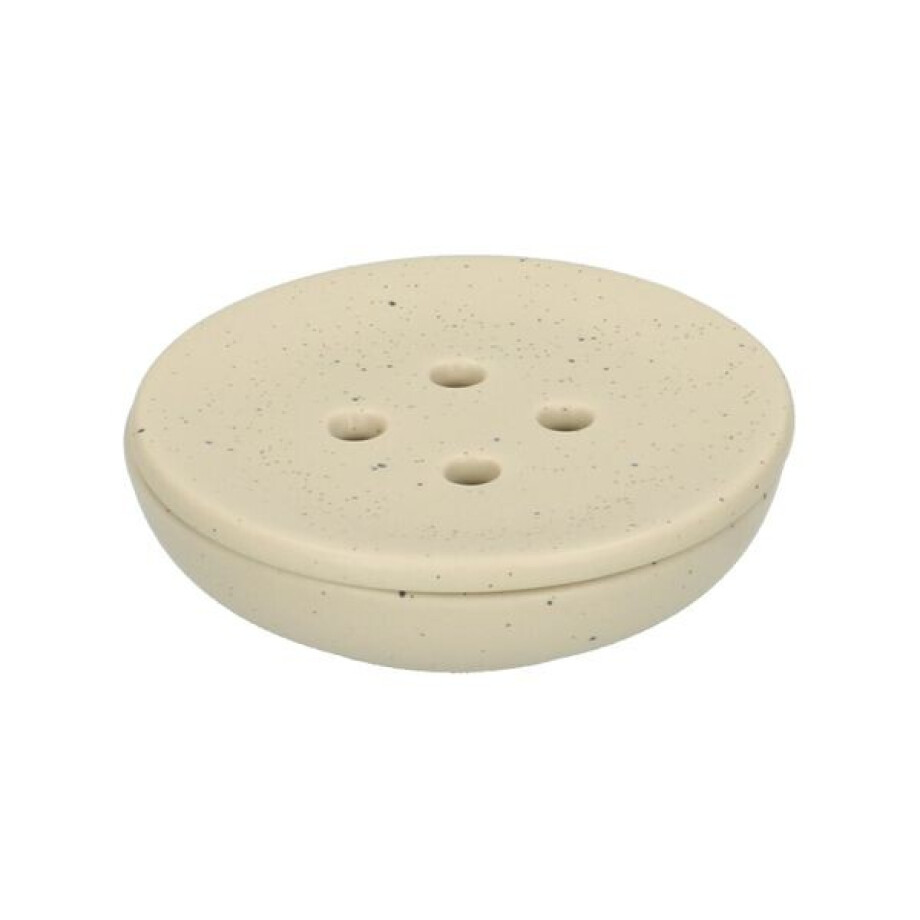Zeepschaaltje rond, beige spikkel, keramiek Zeepschaaltje rond, beige spikkel, keramiek afbeelding 1