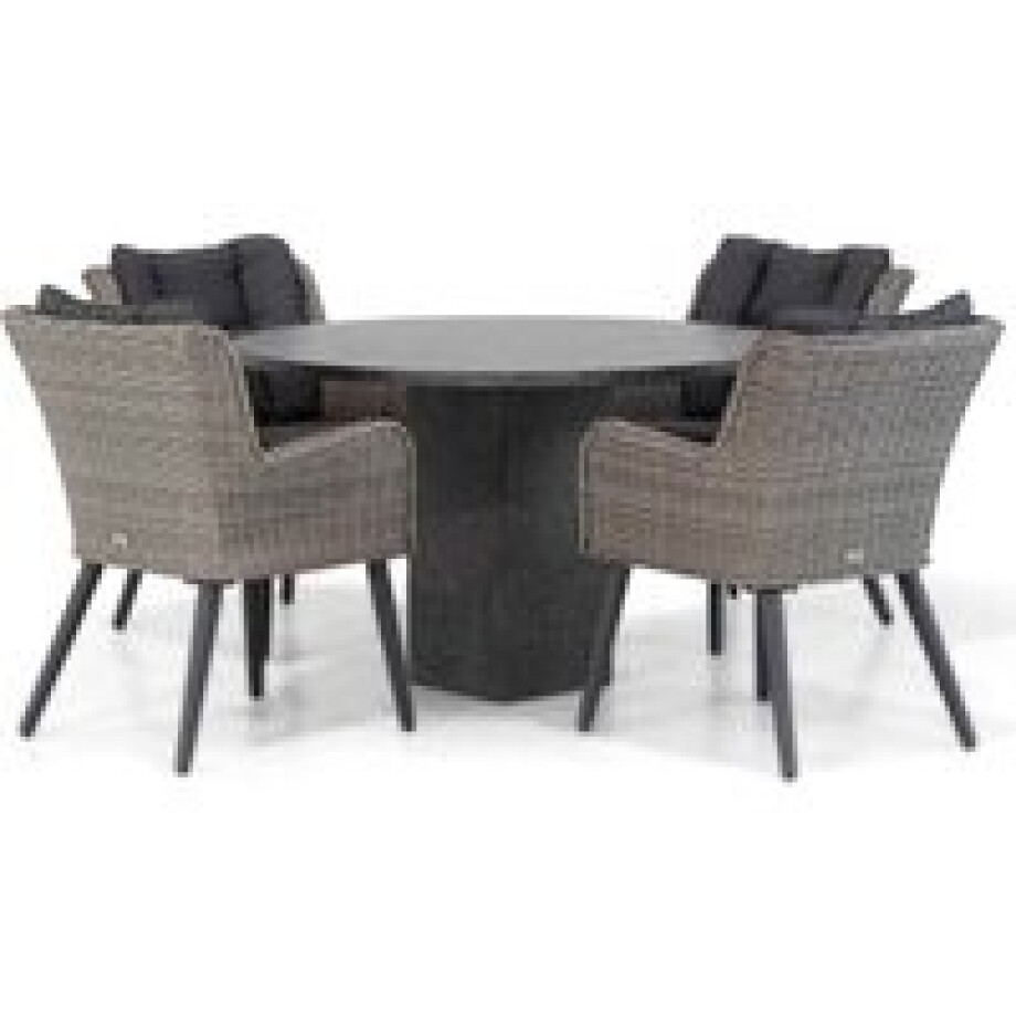 Garden Collections Boston/Graniet 120 cm rond dining tuinset 5-delig Garden Collections Boston/Graniet 120 cm rond dining tuinset 5-delig afbeelding 1