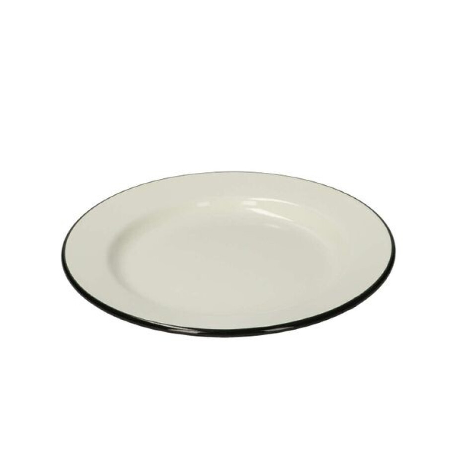 Bord, emaille, zwart/wit, Ø 22 cm Bord, emaille, zwart/wit, Ø 22 cm afbeelding 1