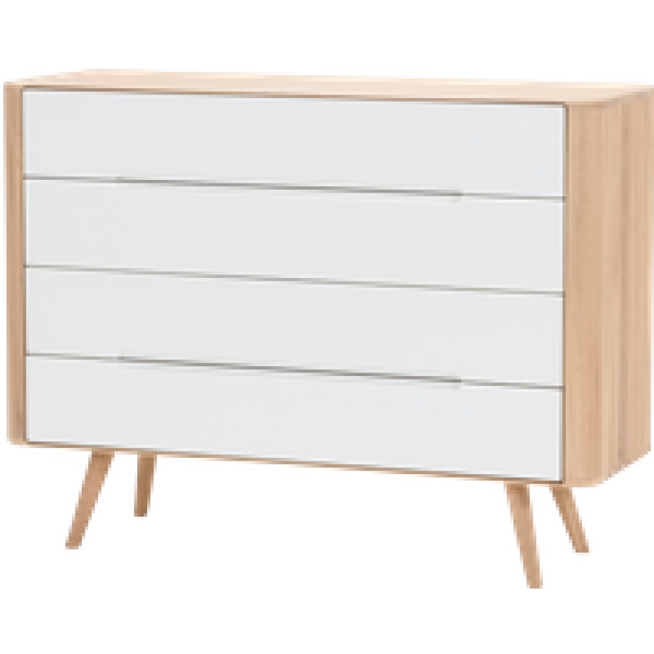 Ena drawer 120 - 4 drawers houten ladekast whitewash - 120 x 90 cm afbeelding 1