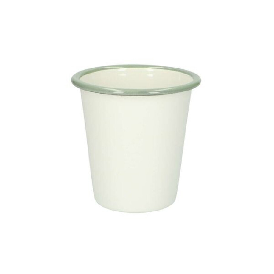 Beker, emaille, groengrijs/wit, Ø 9 cm Beker, emaille, groengrijs/wit, Ø 9 cm afbeelding 1