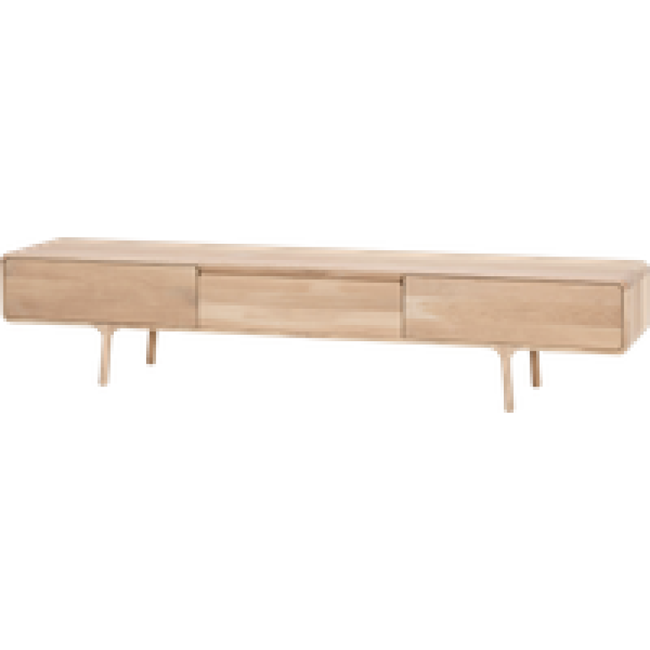 Fawn lowboard 3 drawers houten tv meubel whitewash - 220 x 45 cm afbeelding 1