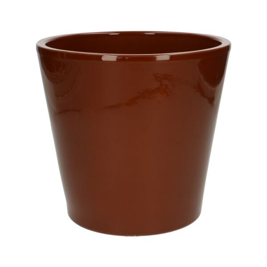 Bloempot, aardewerk, cognacbruin, Ø 25 cm afbeelding 1