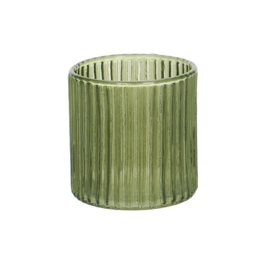 Waxinelichthouder, geribbeld glas, groen, 6,5 XØ 6 cm afbeelding 1