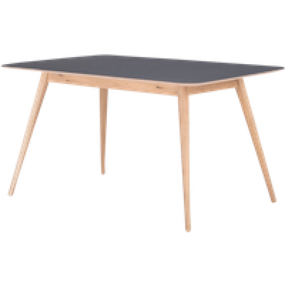 Stafa table houten eettafel whitewash - met linoleum tafelblad nero - 140 x 90 cm afbeelding 1