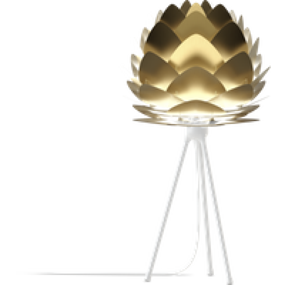 Aluvia Mini tafellamp brushed brass - met tripod wit - Ø 40 cm afbeelding 1