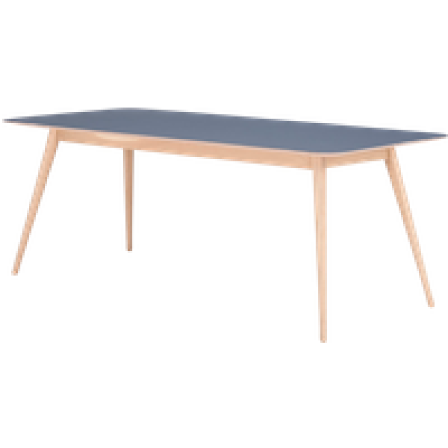 Stafa table houten eettafel whitewash - met linoleum tafelblad smokey blue - 140 x 90 cm afbeelding 1