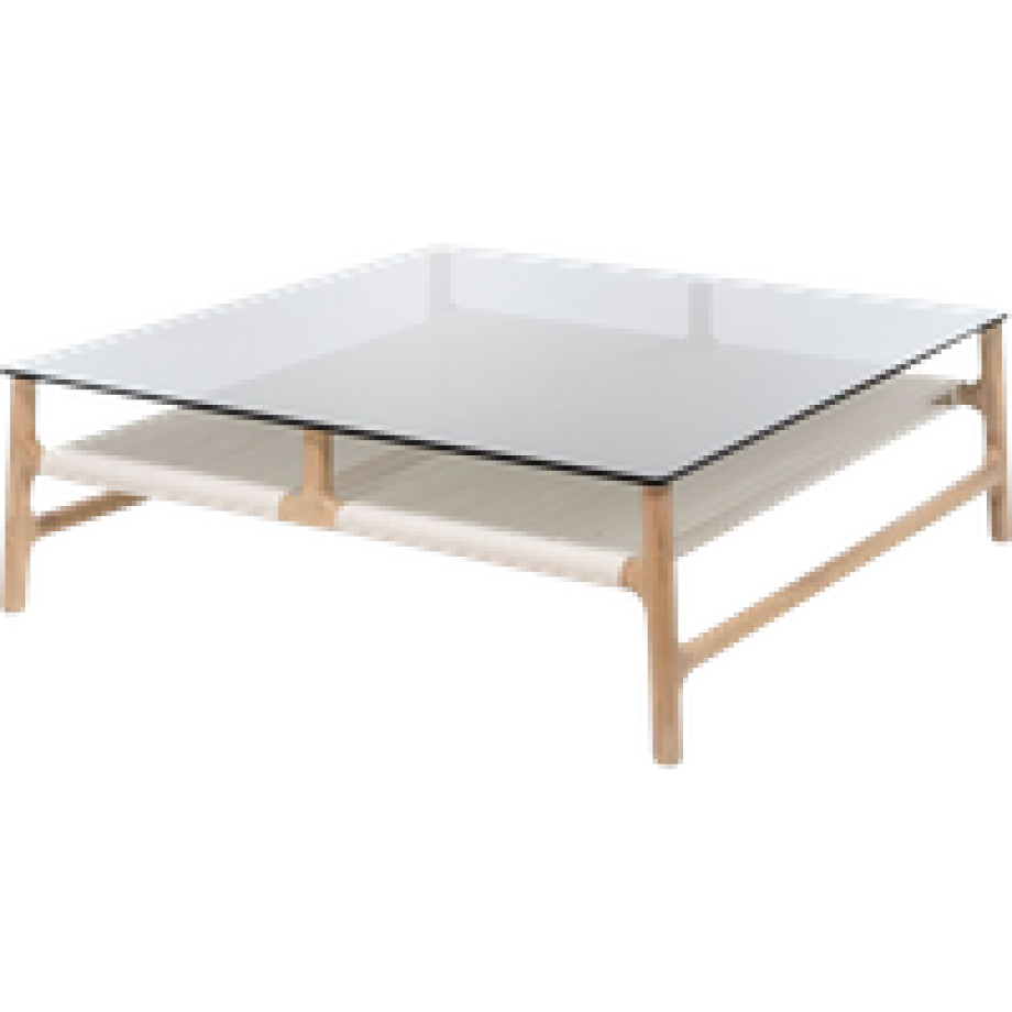 Fawn coffee table houten salontafel whitewash - met glazen tafelblad grey - 90 x 90 cm afbeelding 1