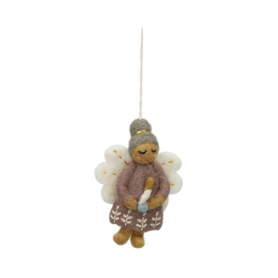 Hanger, vilt, engel met lila jurk en kaars afbeelding 1