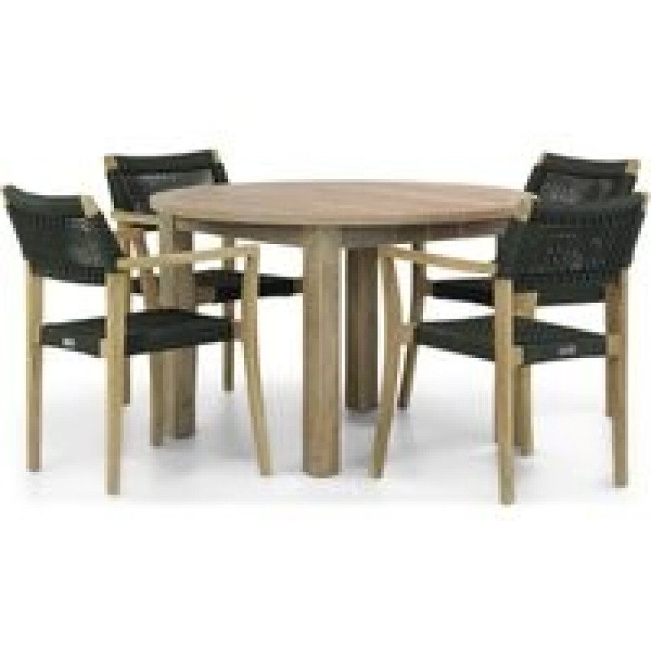 Lifestyle Dallas/Brighton 120 cm rond dining tuinset 5-delig afbeelding 1