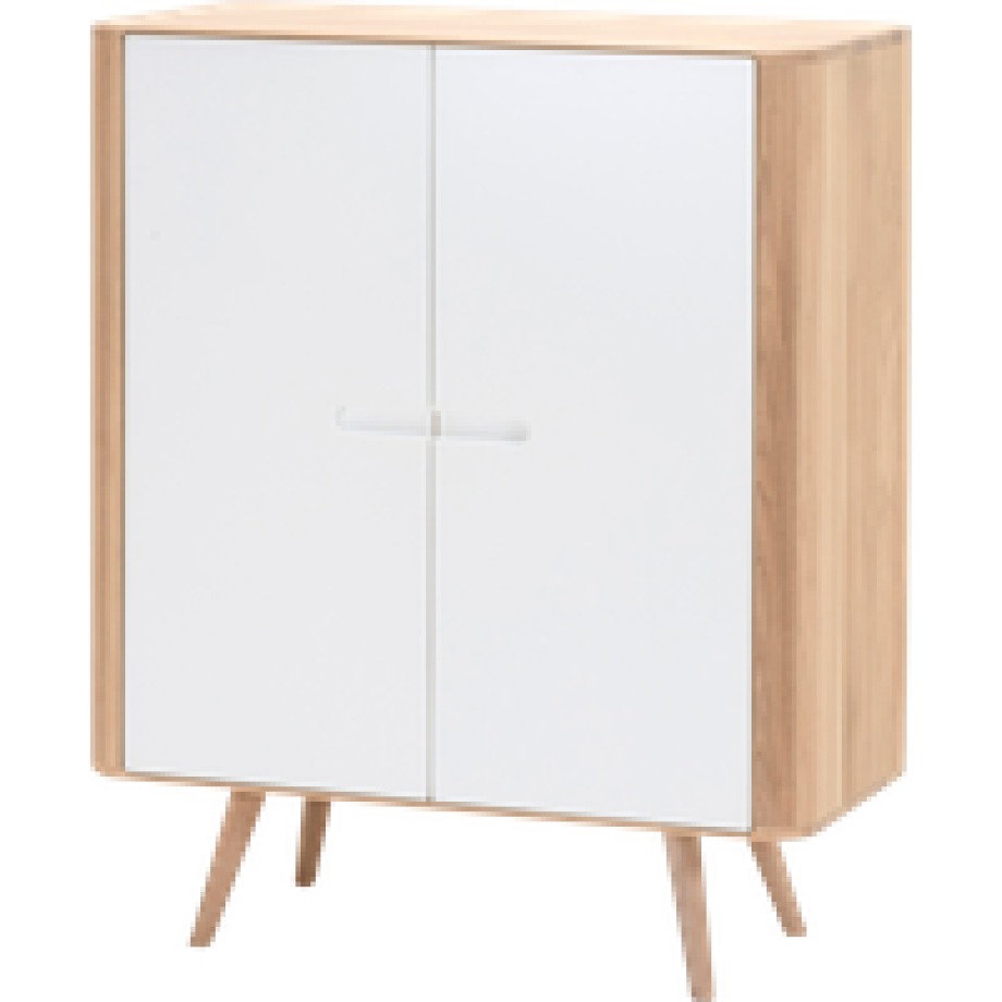 Ena cabinet houten opbergkast whitewash - 90 x 110 cm afbeelding 1