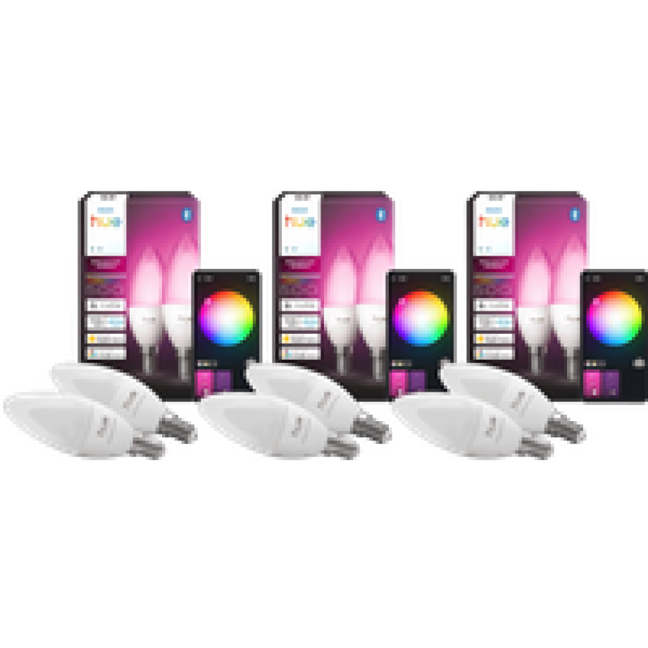 Philips Hue Kaarslamp White and Color E14 6-Pack afbeelding 