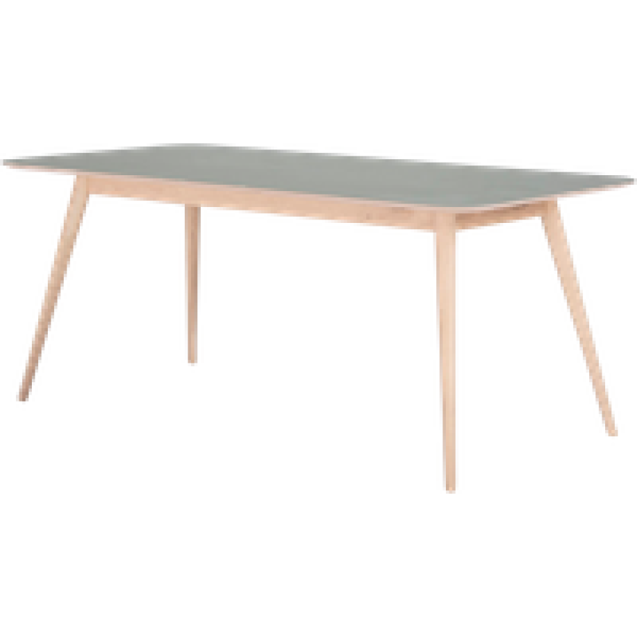 Stafa table houten eettafel whitewash - met linoleum tafelblad dark olive - 220 x 90 cm afbeelding 1