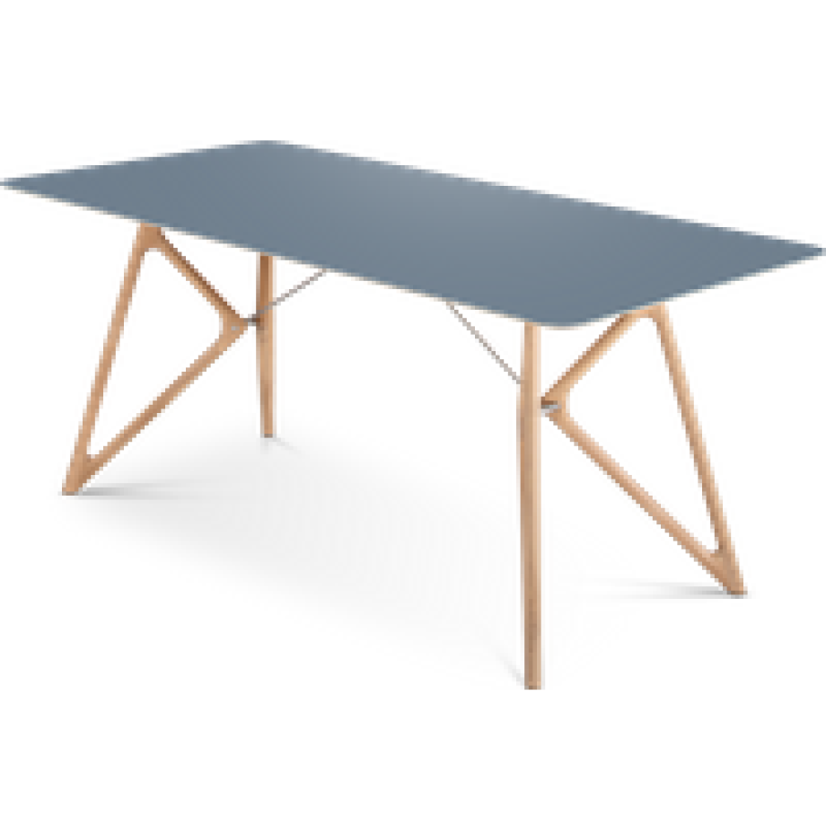 Tink table houten eettafel whitewash - met linoleum tafelblad smokey blue - 180 x 90 cm afbeelding 1