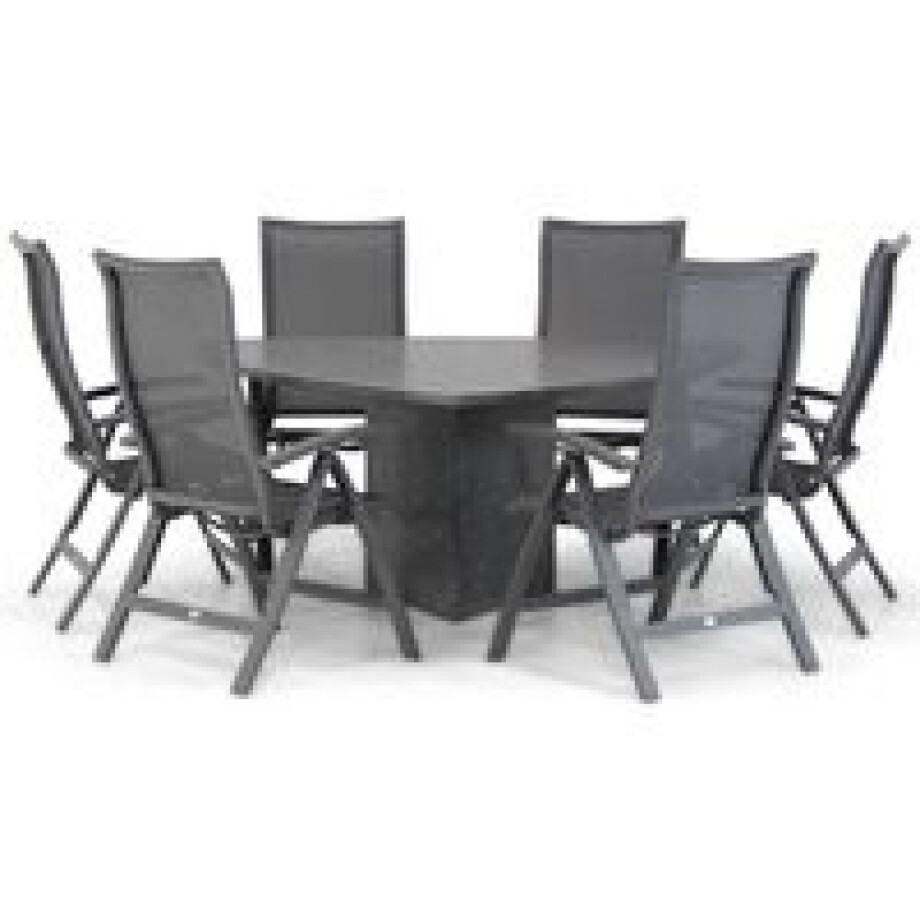 Presto Lucardo/Graniet 170 cm triangel dining tuinset 7-delig afbeelding 1
