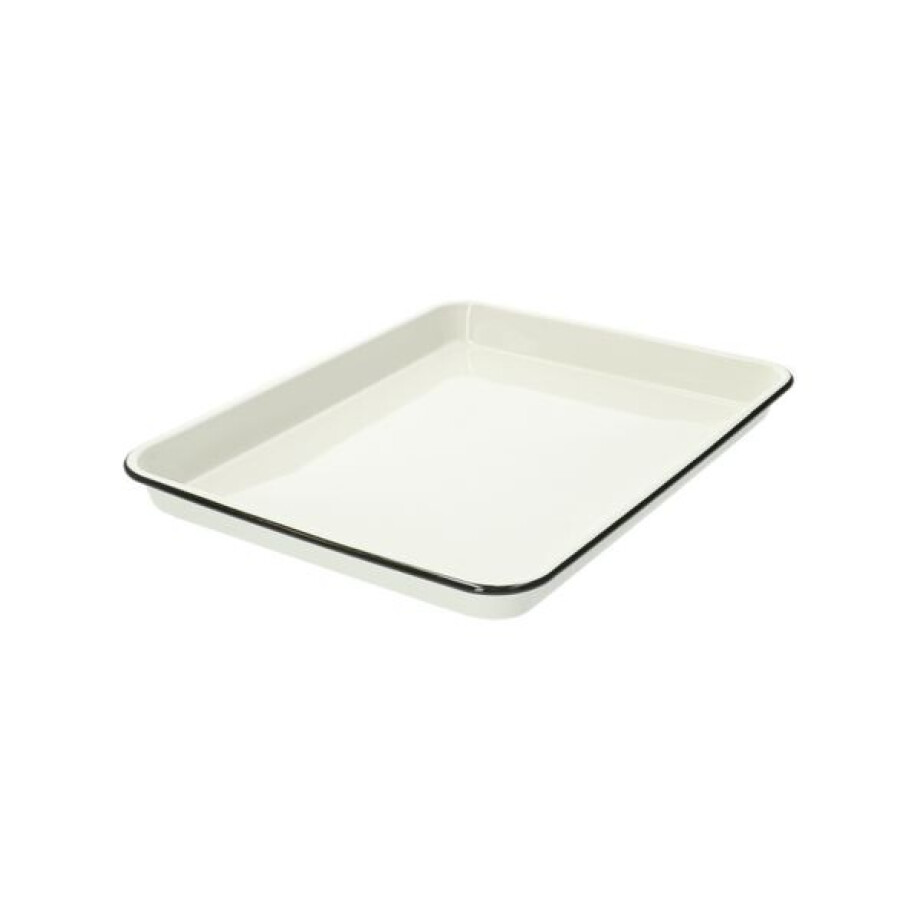 Dienblad & bakplaat, emaille, wit/zwart, 42 x 32 cm afbeelding 1