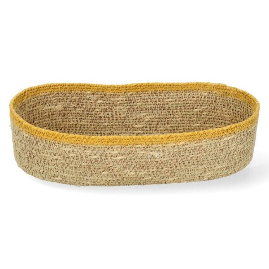 Ovaal mandje naturel, zeegras, geel, 28 cm x 14 cm afbeelding 1