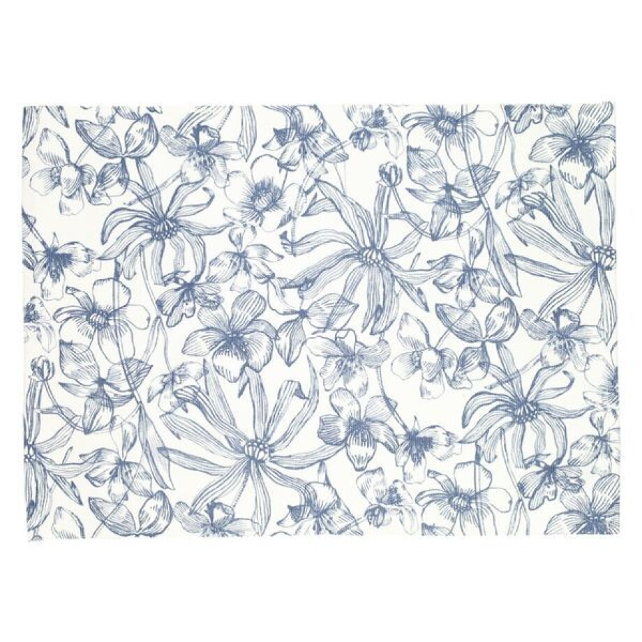 Placemat, GOTS bio-katoen, blauwe bloem, 35 x 50 cm Placemat, GOTS bio-katoen, blauwe bloem, 35 x 50 cm afbeelding 1