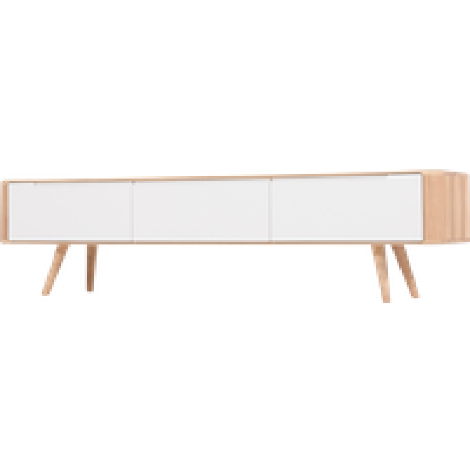 Ena lowboard houten tv meubel whitewash - 180 x 55 cm afbeelding 1