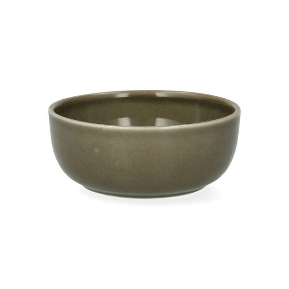 Schaal, reactieve glazuur, steengoed, olijfgroen, Ø13 x 5 cm afbeelding 1