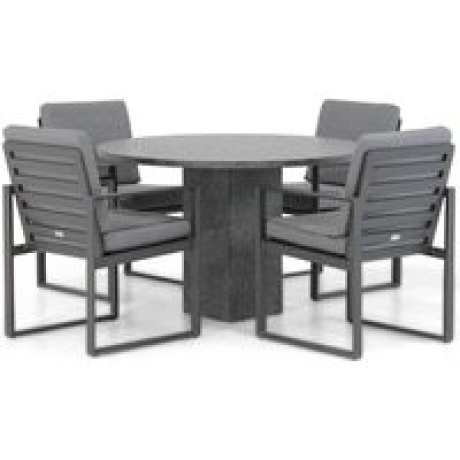 Santika Zaga/Graniet rond 120 cm dining tuinset 5-delig afbeelding 1