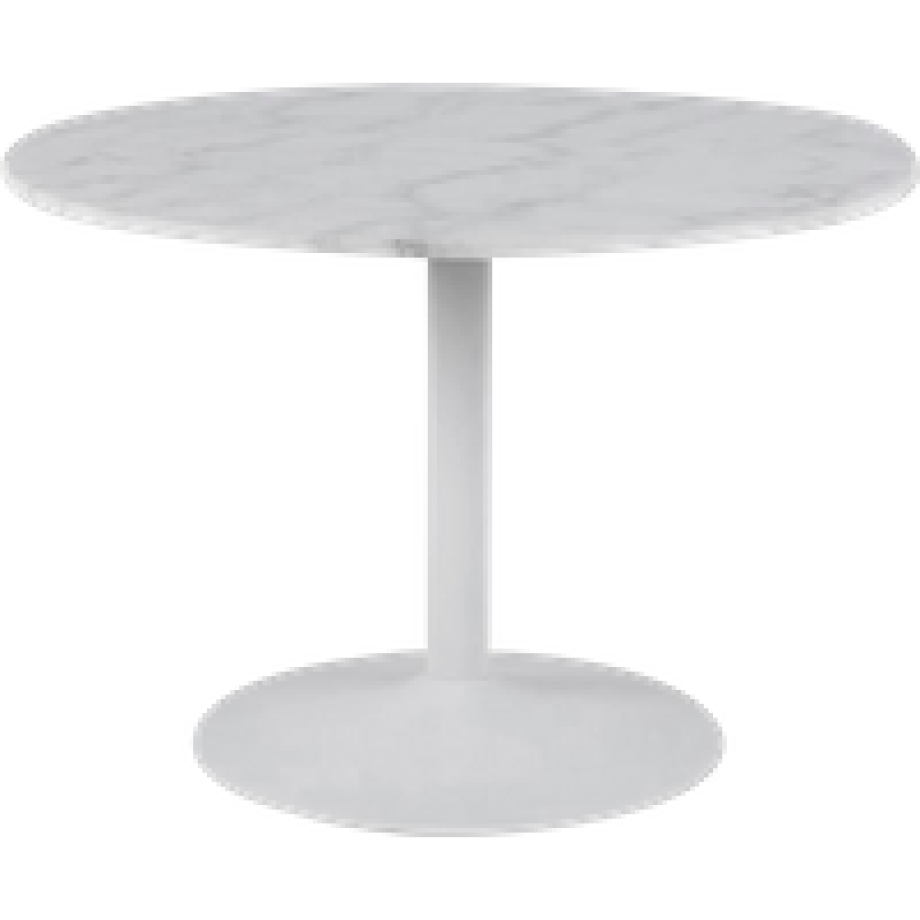 Luci eettafel marmer wit - wit metalen onderstel - Ø110 cm afbeelding 1