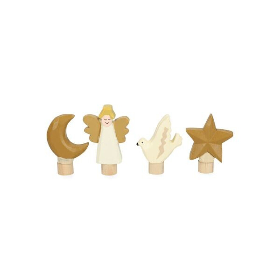 Stekers voor jaarring, hout, kerst, set van 4 afbeelding 1