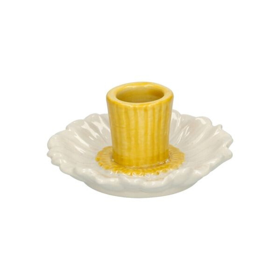 Kandelaar krokus, steengoed, wit en geel,Ø 8,8 x 4 cm Kandelaar krokus, steengoed, wit en geel,Ø 8,8 x 4 cm afbeelding 1