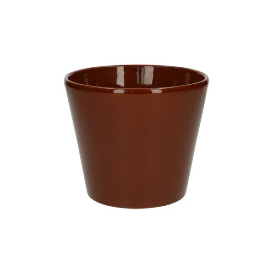 Bloempot, aardewerk, cognacbruin, Ø 15,5 cm afbeelding 1
