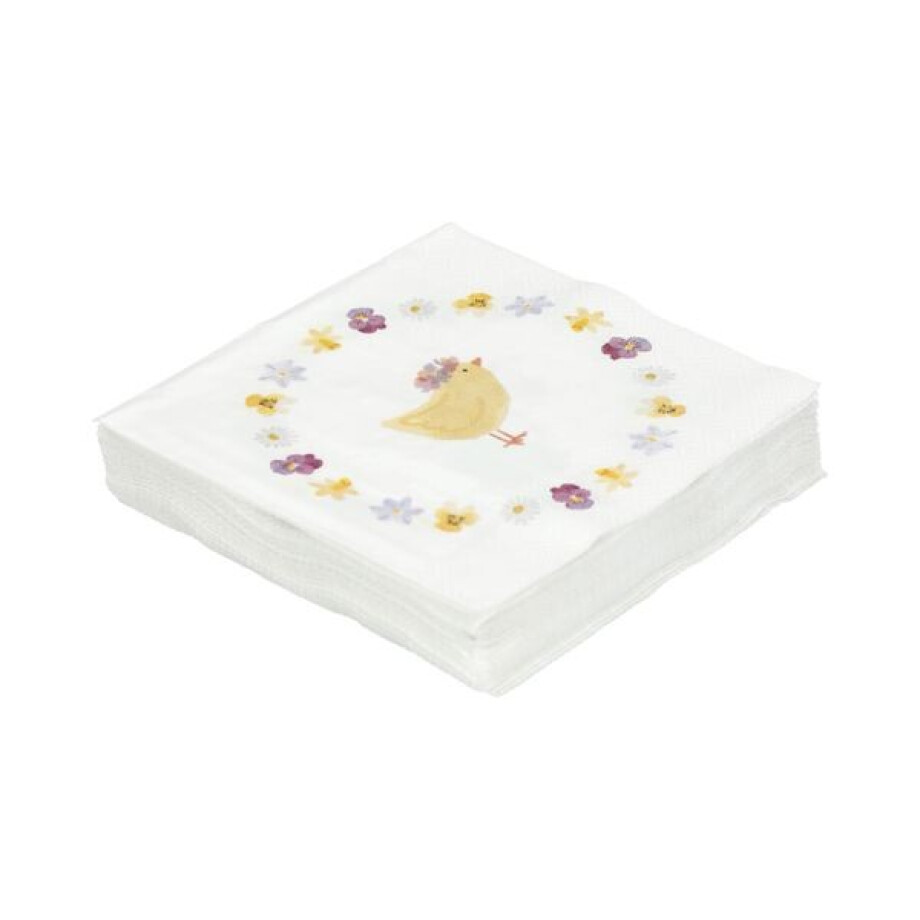 Servetten, papier, kuiken en konijn, 25 x 25 cm Servetten, papier, kuiken en konijn, 25 x 25 cm afbeelding 1