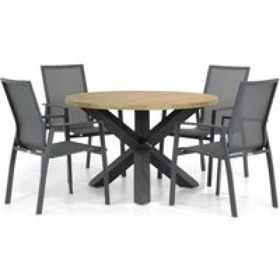 Lifestyle Ultimate/Rockville 120 cm rond dining tuinset 5-delig afbeelding 1