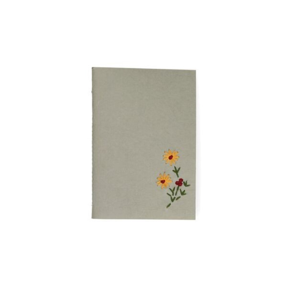 Schrift, gekleurd kraftpapier, geborduurde bloem, A6 Schrift, gekleurd kraftpapier, geborduurde bloem, A6 afbeelding 1