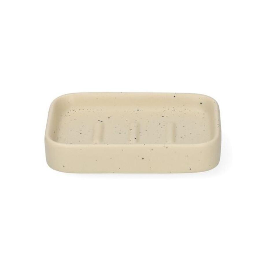 Zeepbakje, keramiek, beige spikkel, 8,4 cm x 6,4 cm Zeepbakje, keramiek, beige spikkel, 8,4 cm x 6,4 cm afbeelding 1