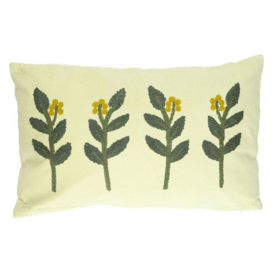 Velours kussen, bio-katoen, takjes, groen, 30 x 50 cm Velours kussen, bio-katoen, takjes, groen, 30 x 50 cm afbeelding 1