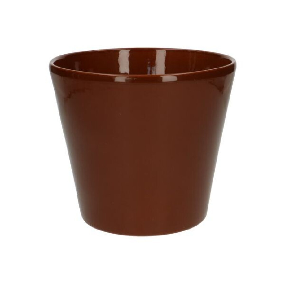 Bloempot, aardewerk, cognacbruin, Ø 17,5 cm afbeelding 1