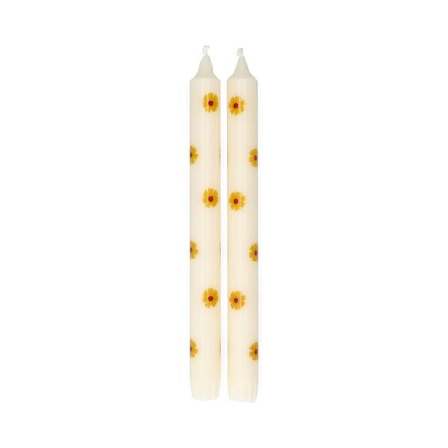 Dinerkaars, gele bloemen, 25 cm, set van 2 Dinerkaars, gele bloemen, 25 cm, set van 2 afbeelding 1
