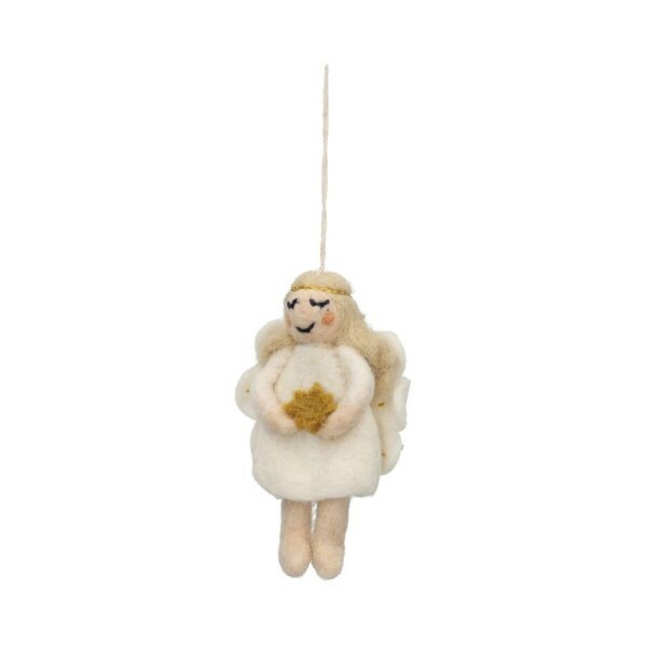 Hanger, vilt, engel met witte jurk en ster afbeelding 1