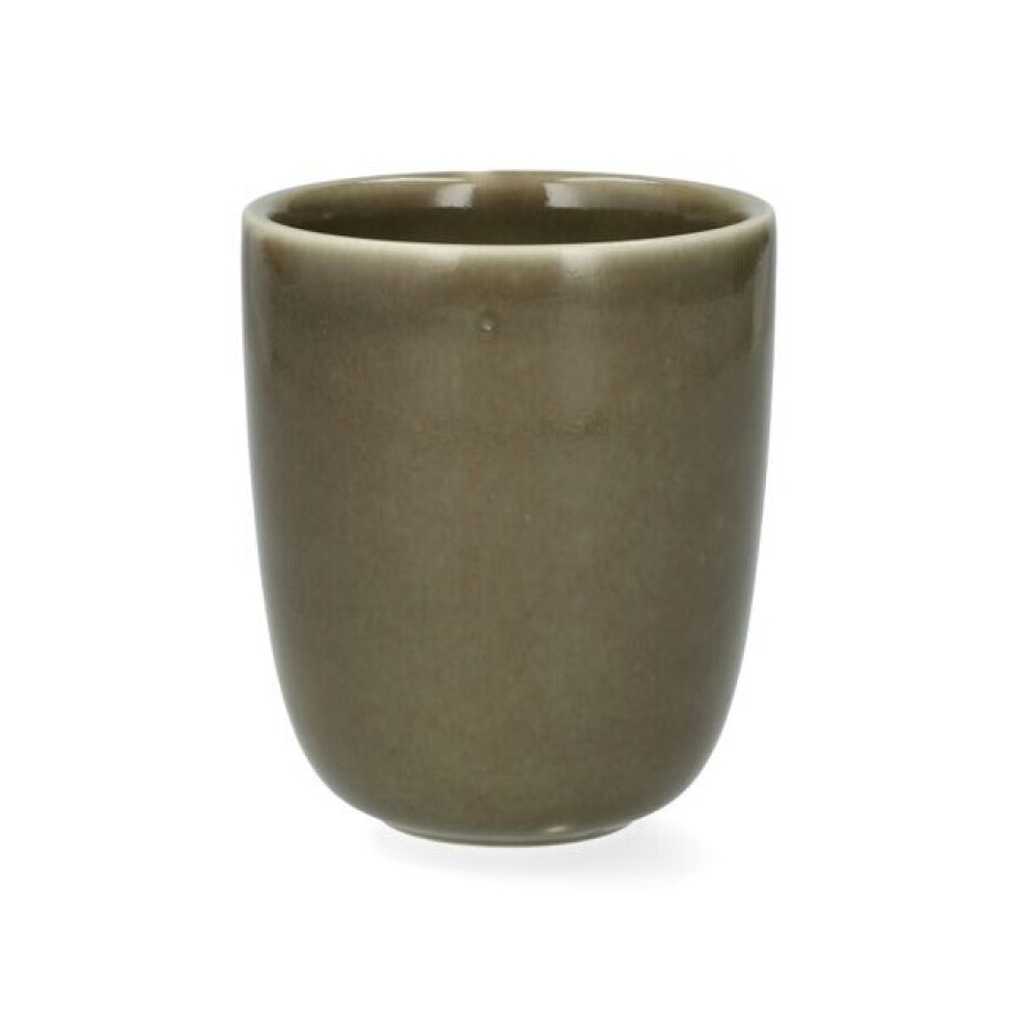 Beker, reactieve glazuur, steengoed, olijfgroen, Ø8 x 9,5 cm Beker, reactieve glazuur, steengoed, olijfgroen, Ø8 x 9,5 cm afbeelding 1