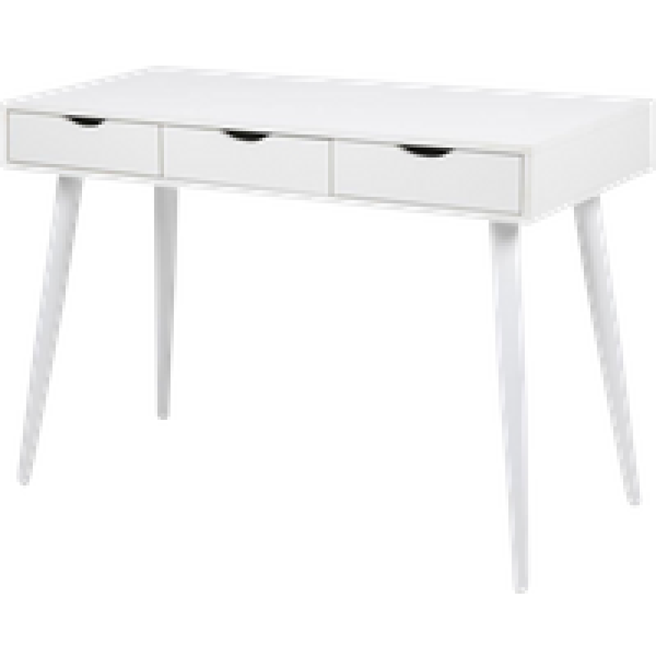 Keet houten bureau wit - met 3 lades - 110 x 50 cm afbeelding 1