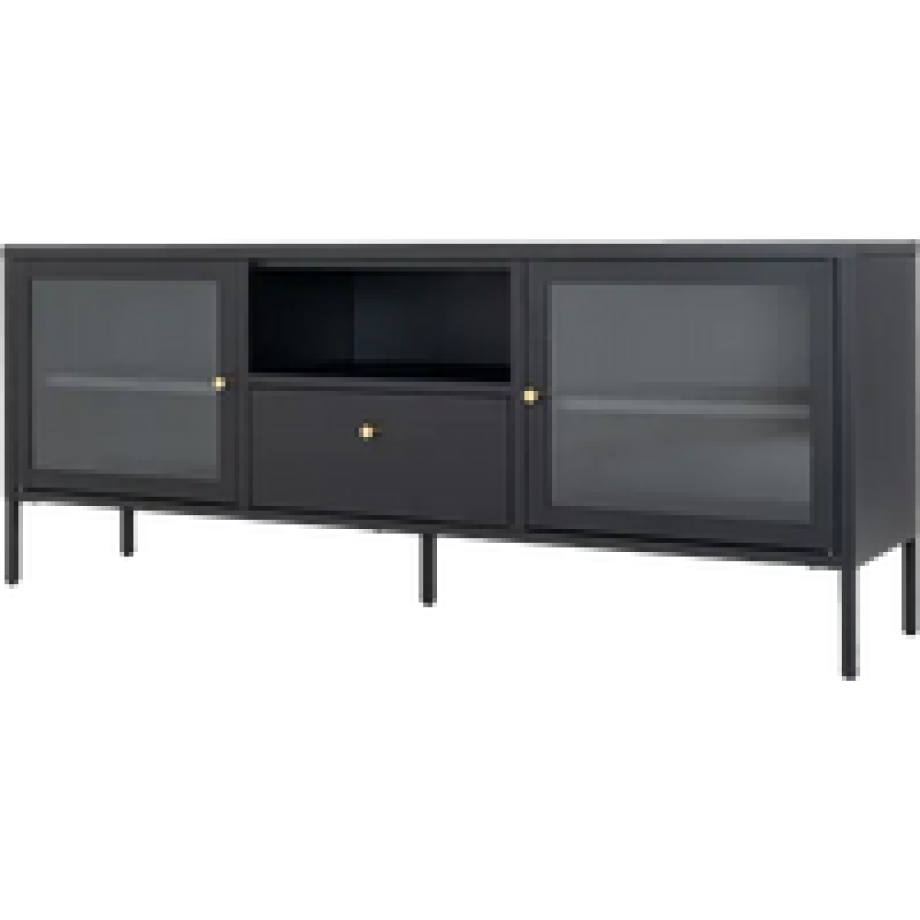 James metalen tv-meubel zwart - 160 x 35 cm afbeelding 1