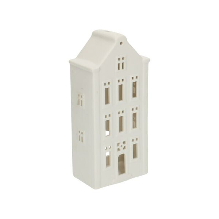 Waxinelichthouder, porselein, huisje met puntgevel, 20 cm afbeelding 1